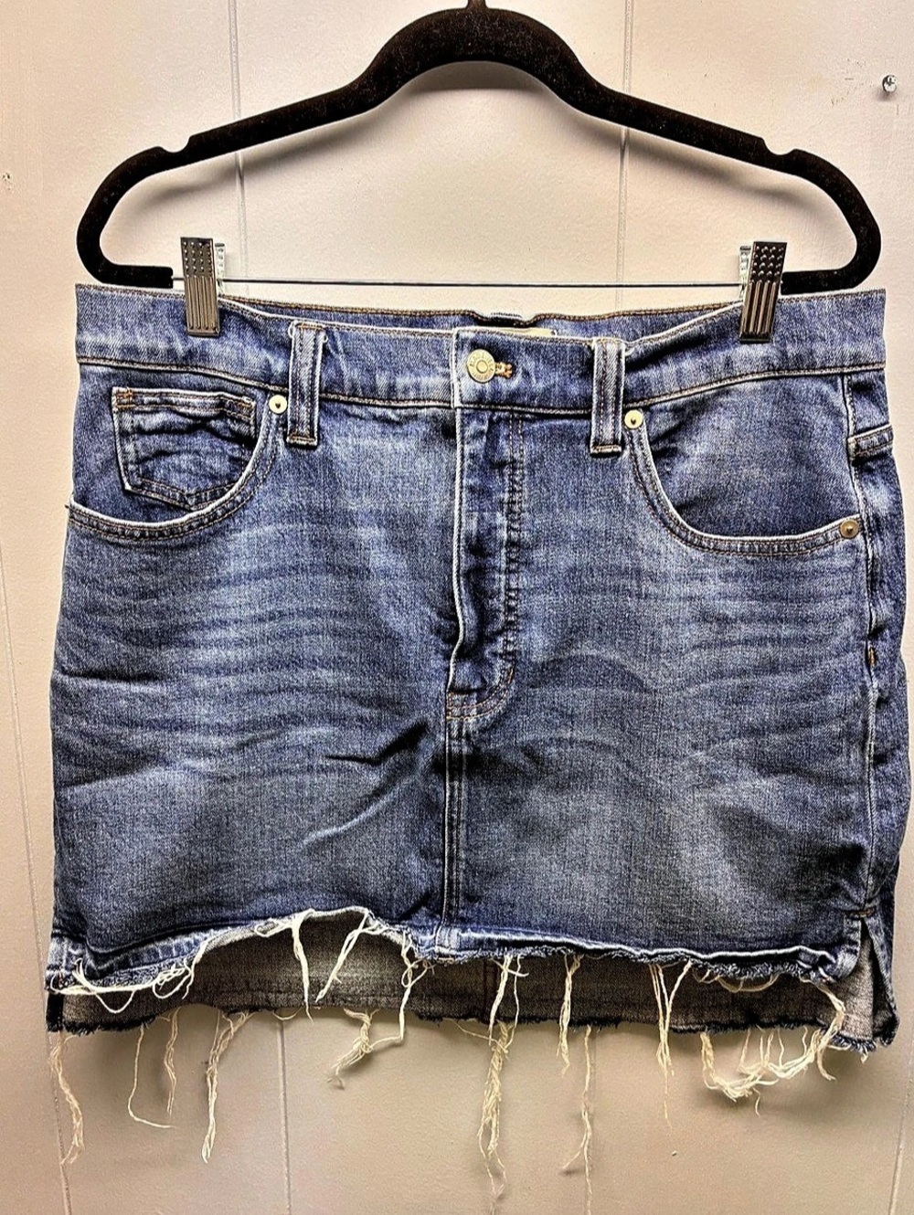 Madewell Distressed Denim Jean Mini Skirt Blue small